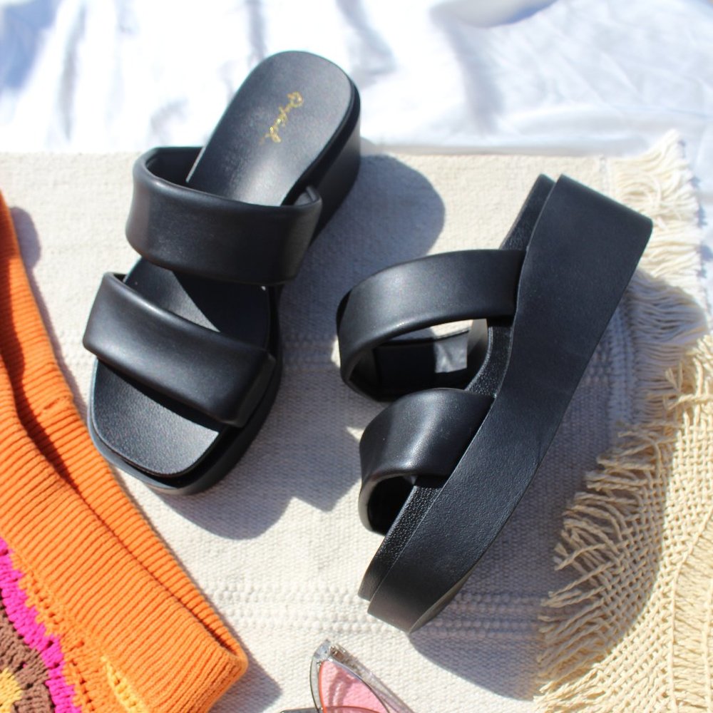 🆕Summer Faves Collection// Black Double band Sandal - Picture 7 of 8